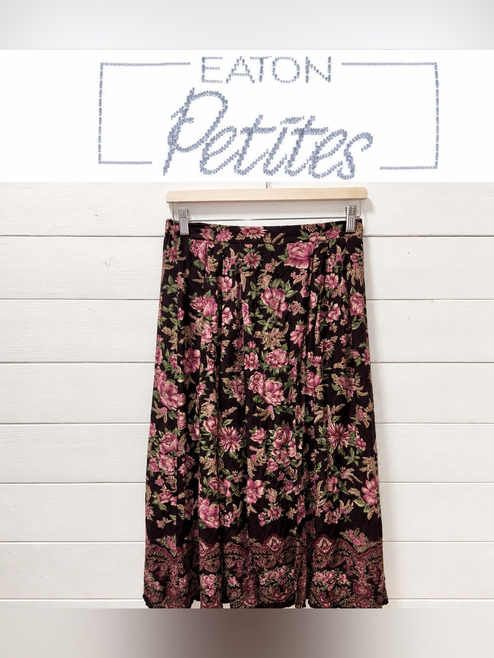Vintage Eaton Petites Floral Wrap-Front Skirt Size 10